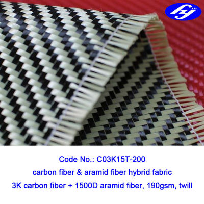 des Twill-2x2 gesponnenes gelbes Kevlar hybrides Para Aramid Gewebe Kohlenstoff Aramid Gewebe