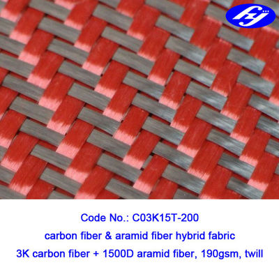 Schwarzes/rotes des Twill-2x2 rotes Kevlar Para Aramid Gewebe Kohlenstoff Aramid-Gewebe-200gsm