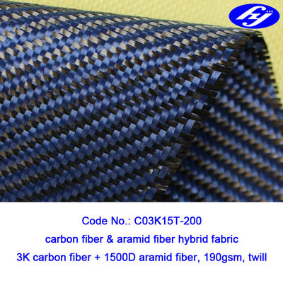 Twill gesponnenes blaues Stärke-Kohlenstoff-Kevlar-Gewebe Kohlenstoff Aramid-Gewebe-/2x2 0.28MM